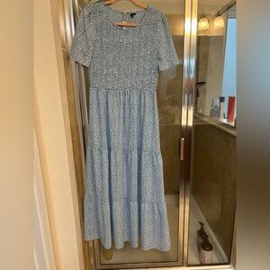 Zattcas Blue and White Smocked Top